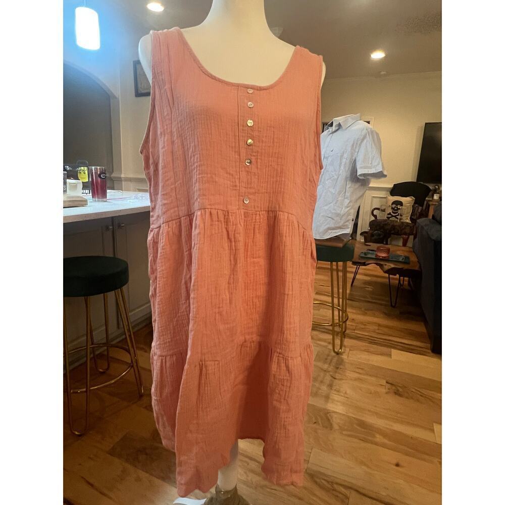 HEYSON SUNDRESS BLUSH PINK 100% COTTON FLOWY WOMENS SIZE SMALL - Picture 6 of 7